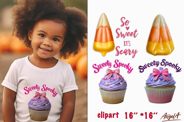 Sweet cupcake quote Halloween clipart PNG