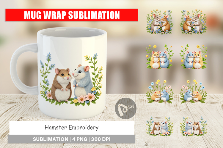 Mug Wrap Hamster Embroidery