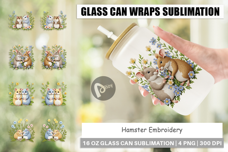 Glass Can Hamster Embroidery