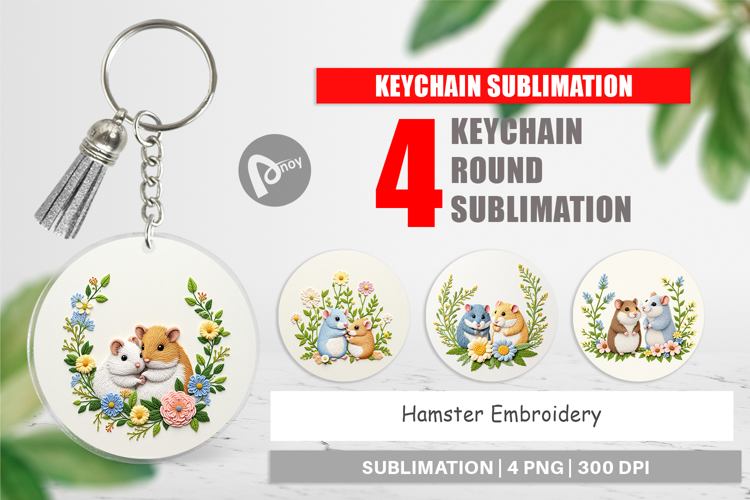 Keychain Hamster Embroidery