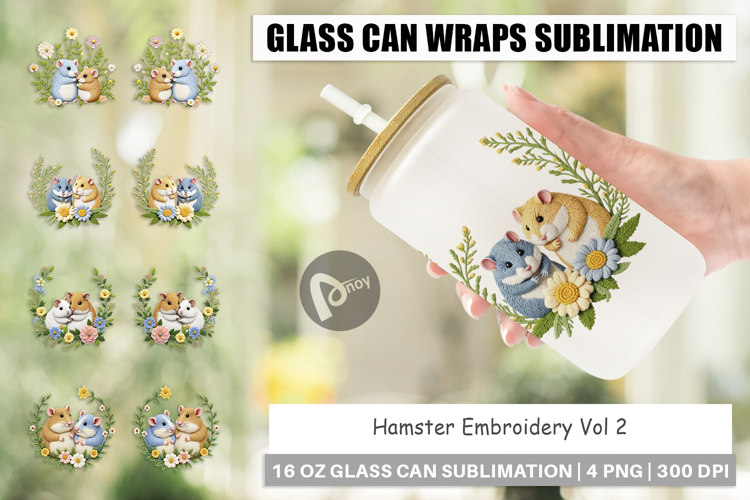 Glass Can Hamster Embroidery