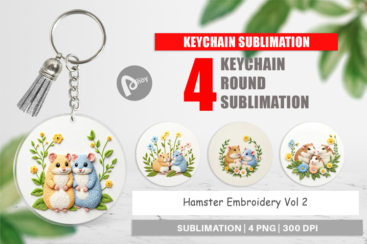 Keychain Hamster Embroidery