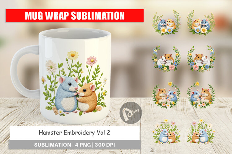Mug Wrap Hamster Embroidery example image 1