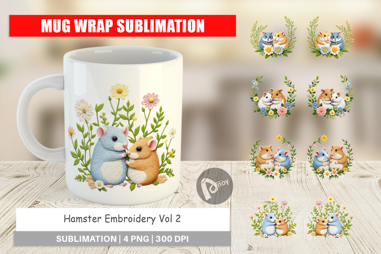Mug Wrap Hamster Embroidery