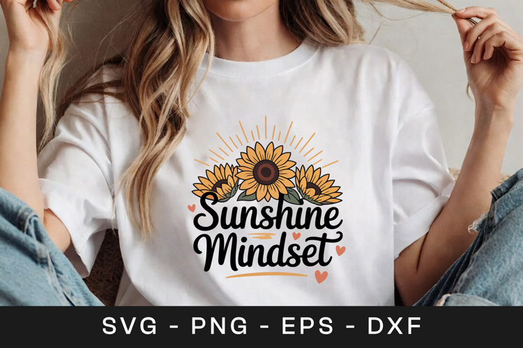 Sunshine Mindset Floral Quote SVG PNG