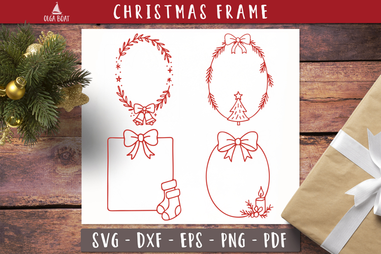 Hand draw Christmas Frame SVG Card making