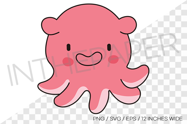 Cute pink dumbo octopus PNG summer clipart sea animal illust example image 1
