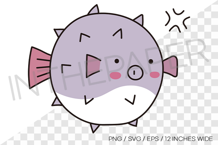 Cute angry pufferfish PNG summer clipart sea animal illust example image 1