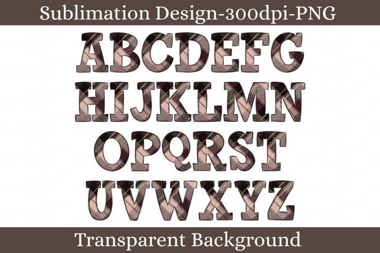 Rose Gold Plaid Alphabet PNG Letters, Glam Tartan Alpha example image 1
