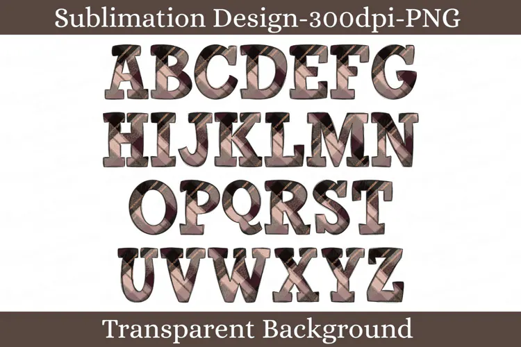 Rose Gold Plaid Alphabet PNG Letters, Glam Tartan Alpha