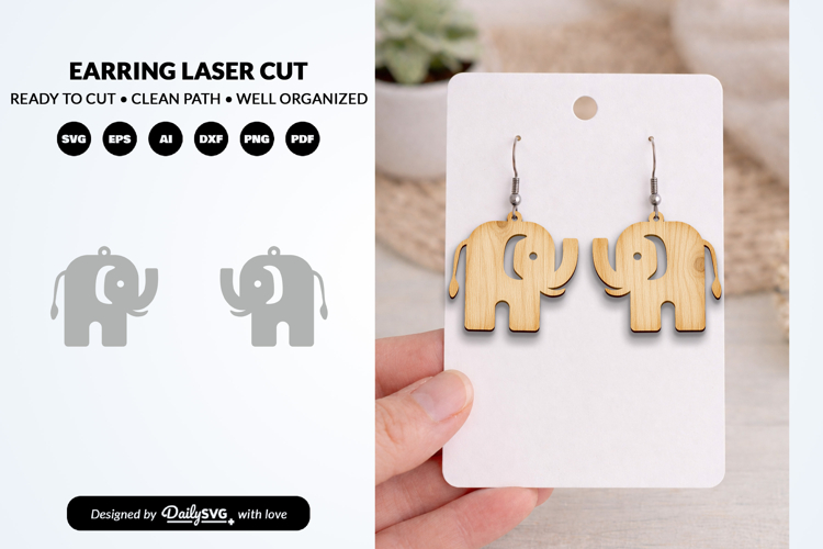 Hand Drawn Animal Earring Laser Cut SVG