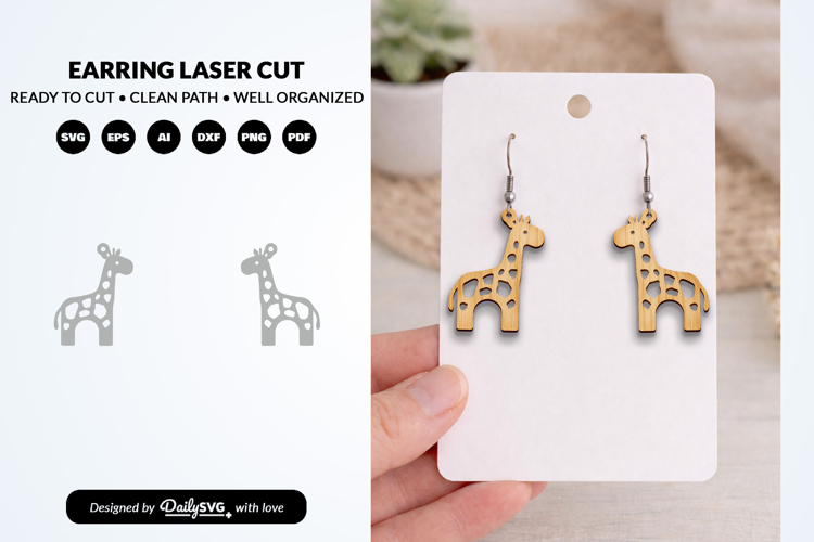 Hand Drawn Animal Earring Laser Cut SVG