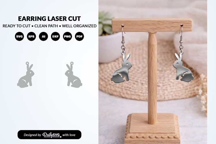 Hand Drawn Animal Earring Laser Cut SVG