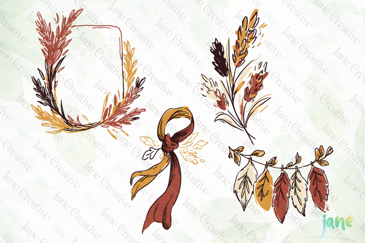 Hand-Drawn Autumn Thanksgiving Elements SVG PNG