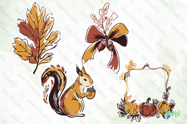 Hand-Drawn Autumn Thanksgiving Elements SVG PNG