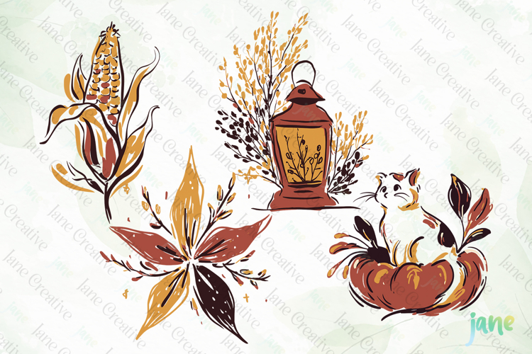 Hand-Drawn Autumn Thanksgiving Elements SVG PNG