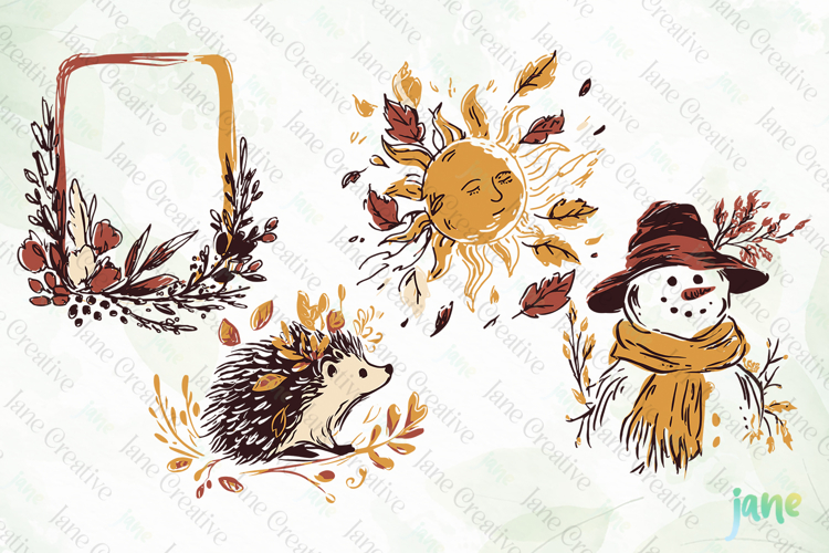 Hand-Drawn Autumn Thanksgiving Elements SVG PNG