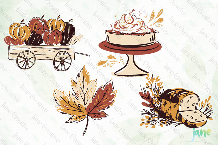 Hand-Drawn Autumn Thanksgiving Elements SVG PNG
