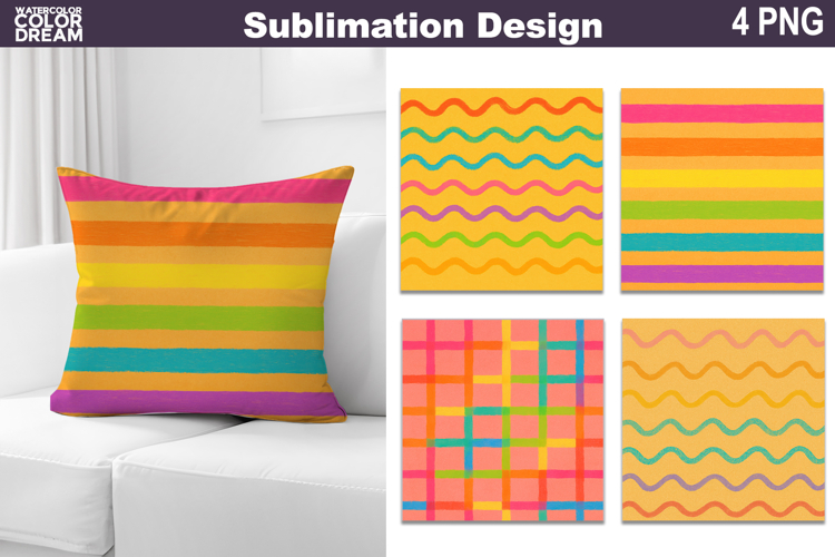Hand-drawn Background Pillow Design | Stripe Sublimation