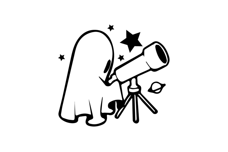 Hand drawn black illustration ghost art clipart
