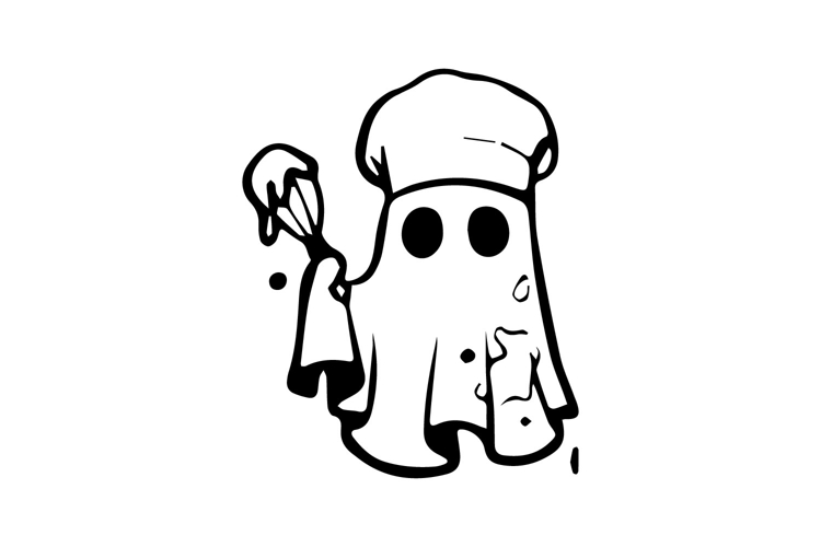 Hand drawn black illustration ghost art design