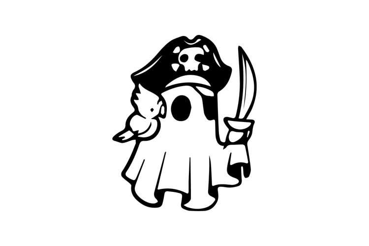 Hand drawn black illustration ghost art graphic
