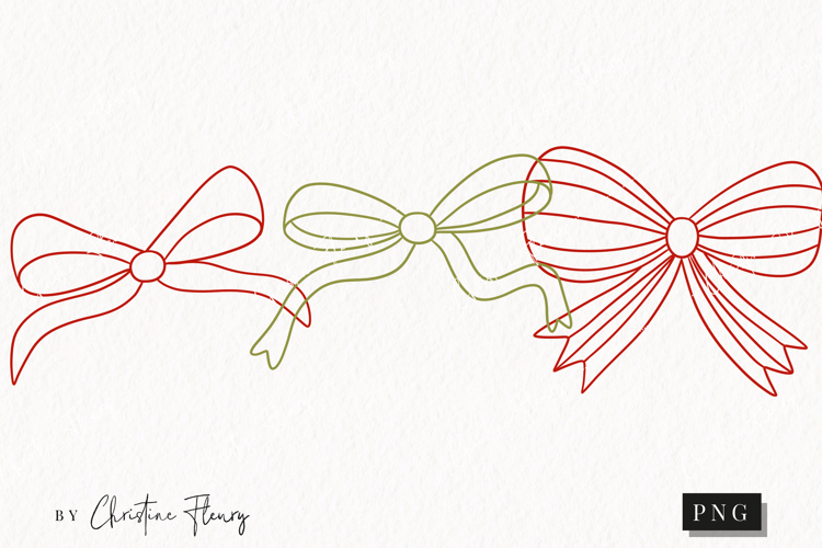 Hand Drawn Bows Clipart | Christmas PNG