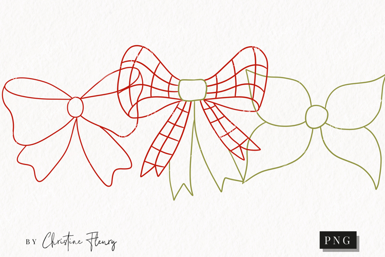 Hand Drawn Bows Clipart | Christmas PNG