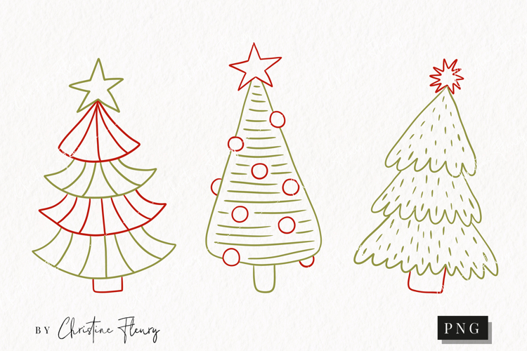 Hand Drawn Christmas Tree Clipart | Christmas PNG