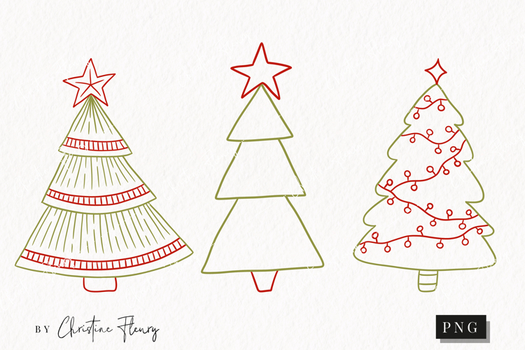 Hand Drawn Christmas Tree Clipart | Christmas PNG