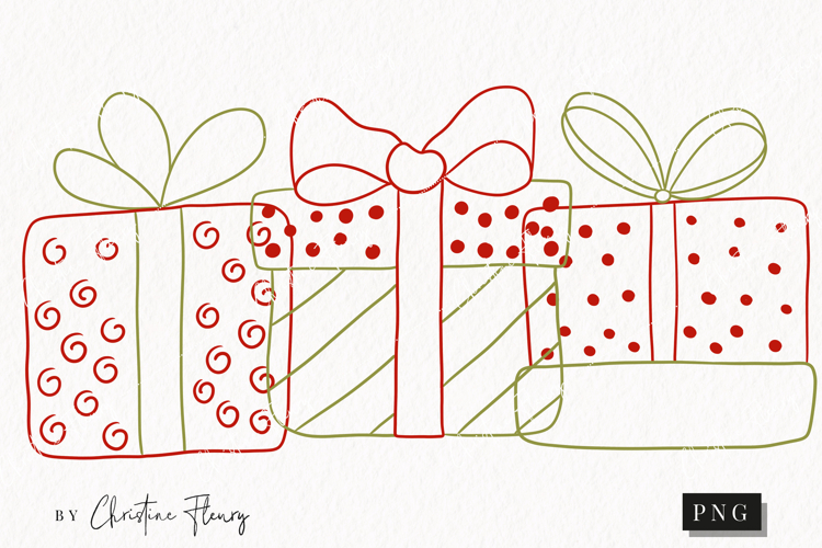 Hand Drawn Gifts Clipart | Christmas PNG