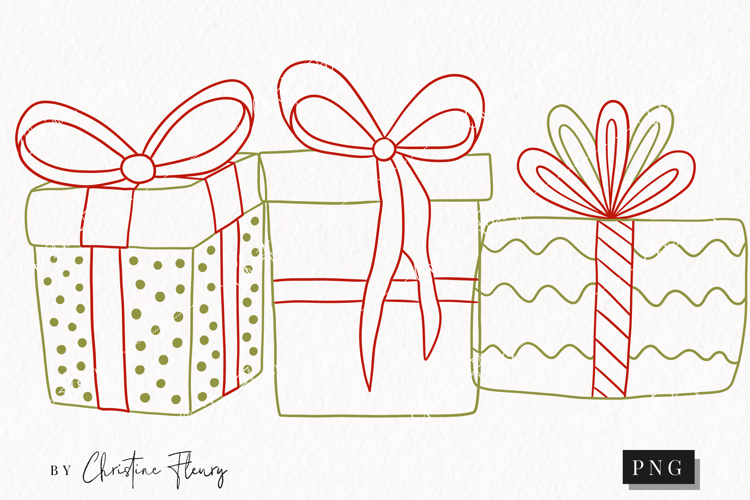 Hand Drawn Gifts Clipart | Christmas PNG