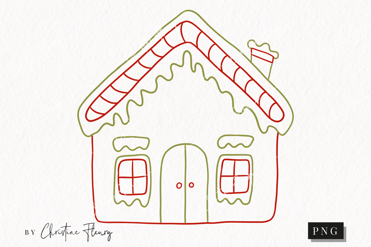 Hand Drawn Gingerbread House Clipart | Christmas PNG