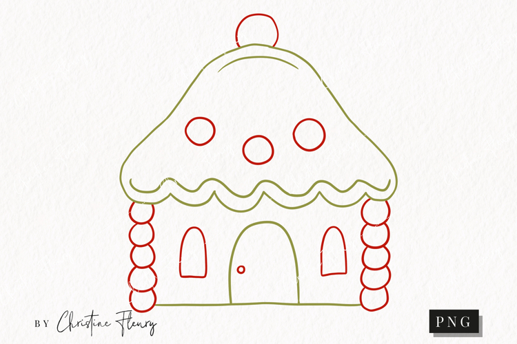 Hand Drawn Gingerbread House Clipart | Christmas PNG