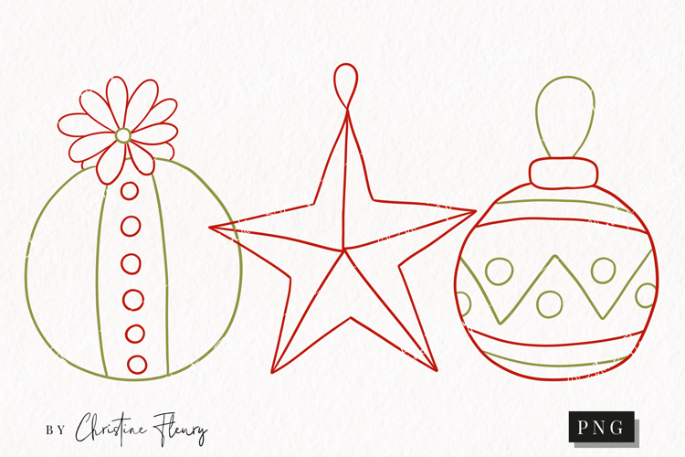 Hand Drawn Ornaments Clipart | Christmas PNG