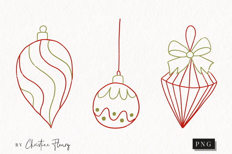 Hand Drawn Ornaments Clipart | Christmas PNG