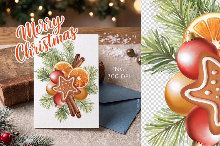Hand-Drawn Christmas PNG Arrangement example image 1