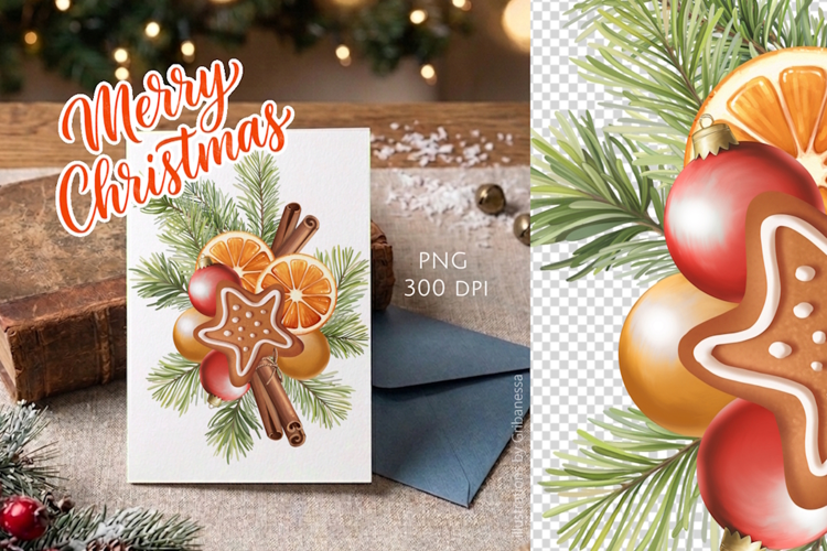 Hand-Drawn Christmas PNG Arrangement