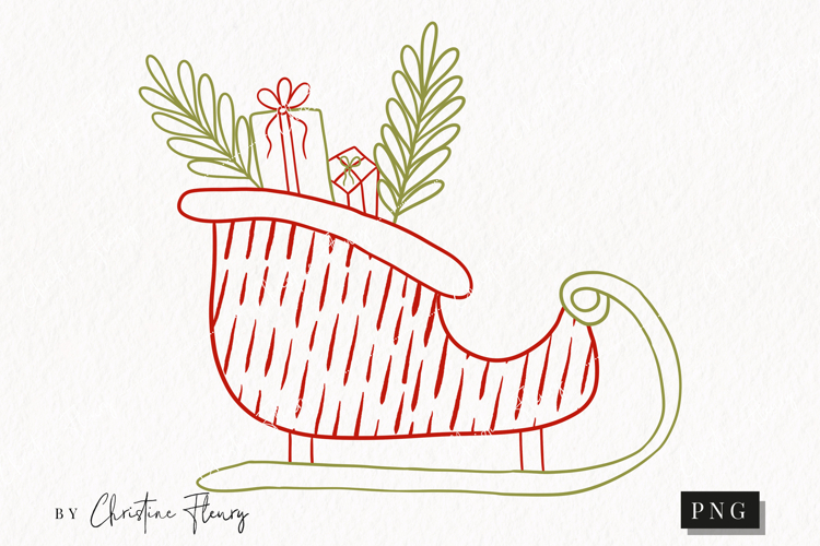 Hand Drawn Sled Clipart | Christmas PNG