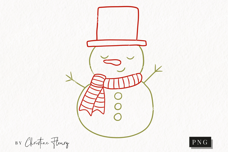 Hand Drawn Snowman Clipart | Christmas PNG
