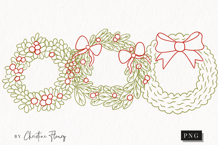 Hand Drawn Wreath Clipart | Christmas PNG
