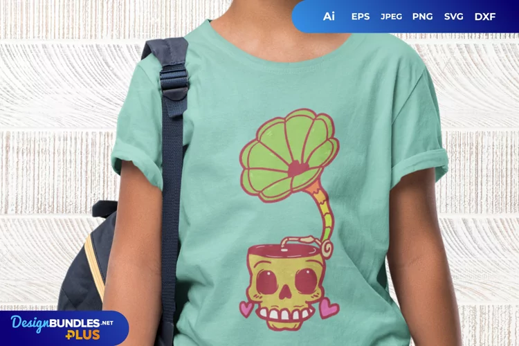 Skull Gramophone Hand Drawn SVG