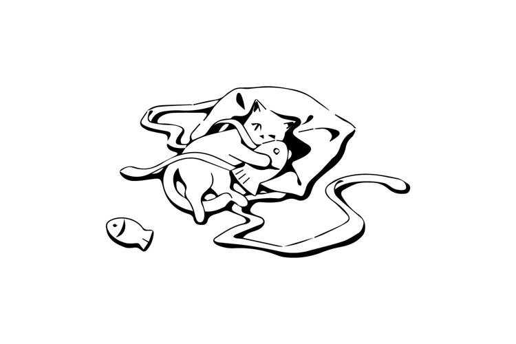 Hand drawn cute cat illustration art activity design doodle