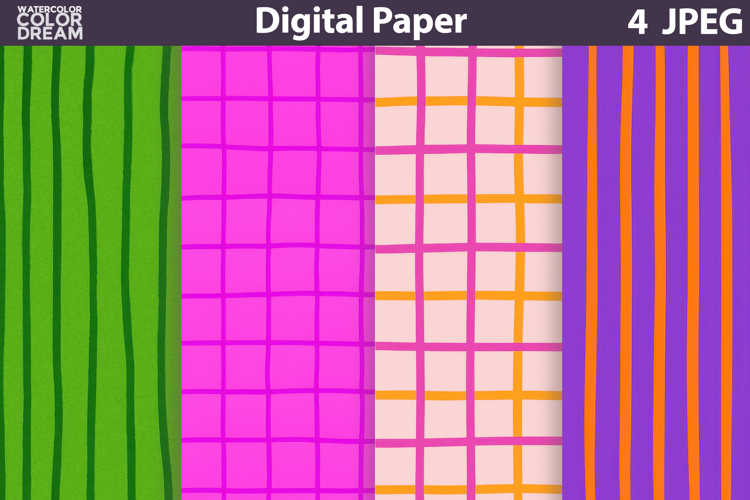Hand Drawn Digital Paper | Abstraction stripes Background