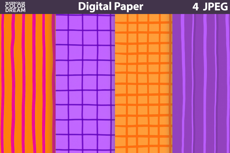Hand Drawn Digital Paper | Abstraction stripes Background
