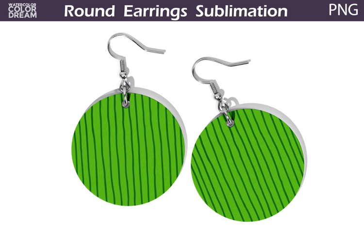 Green Geometric Round Earrings | Hand Drawn Line Earrings