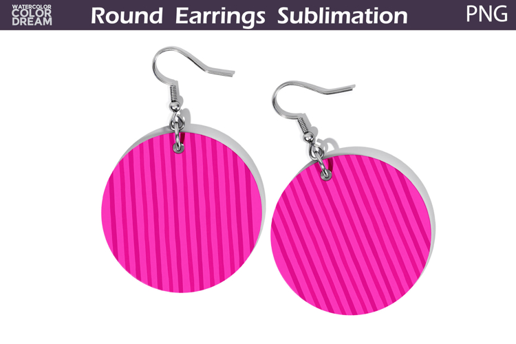 Pink Geometric Round Earrings | Hand Drawn Line Earrings