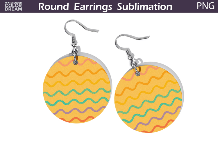 Rainbow Stripes Round Earrings | Hand Drawn Wave Earrings