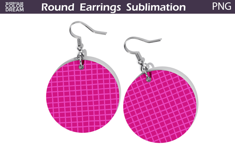 Pink Geometric Round Earrings | Hand Drawn Line Earrings