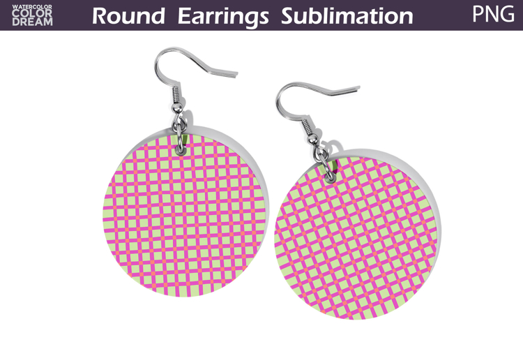 Pink Geometric Round Earrings | Hand Drawn Line Earrings